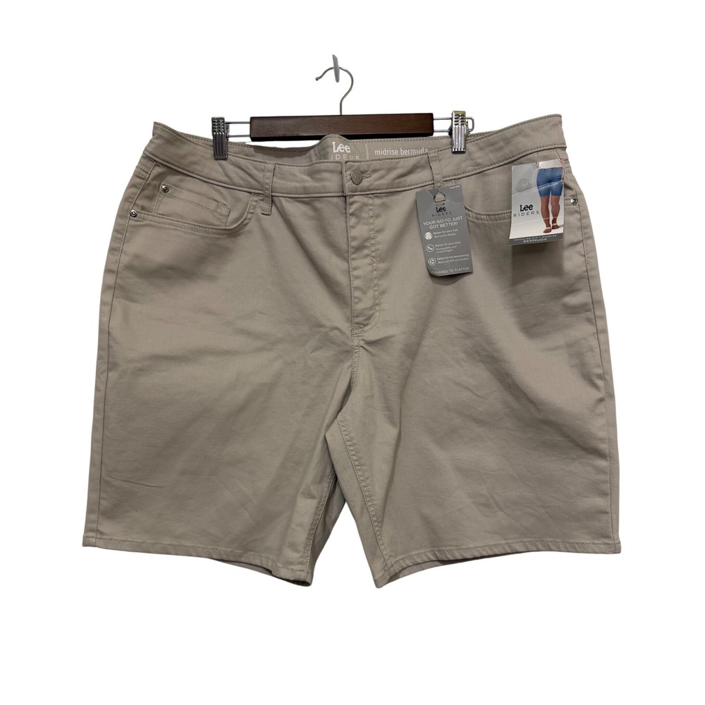 Lee Riders Womens 22M Midrise Bermuda Shorts Khaki Tan Regular Fit NWT 1S7MGWS